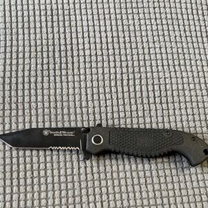 Smith and Wesson Black Tactical Folding Knife - Serrated Edge